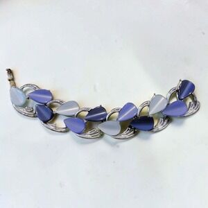 Vintage 1950s Blue Moonglow Lucite Statement Bracelet 7"